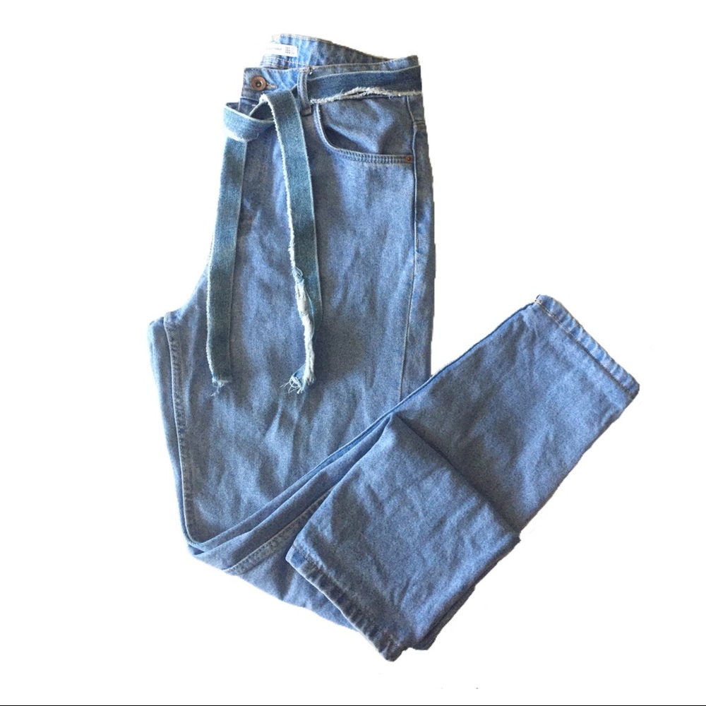 Women’s Zara Denim Belted Mom Jeans